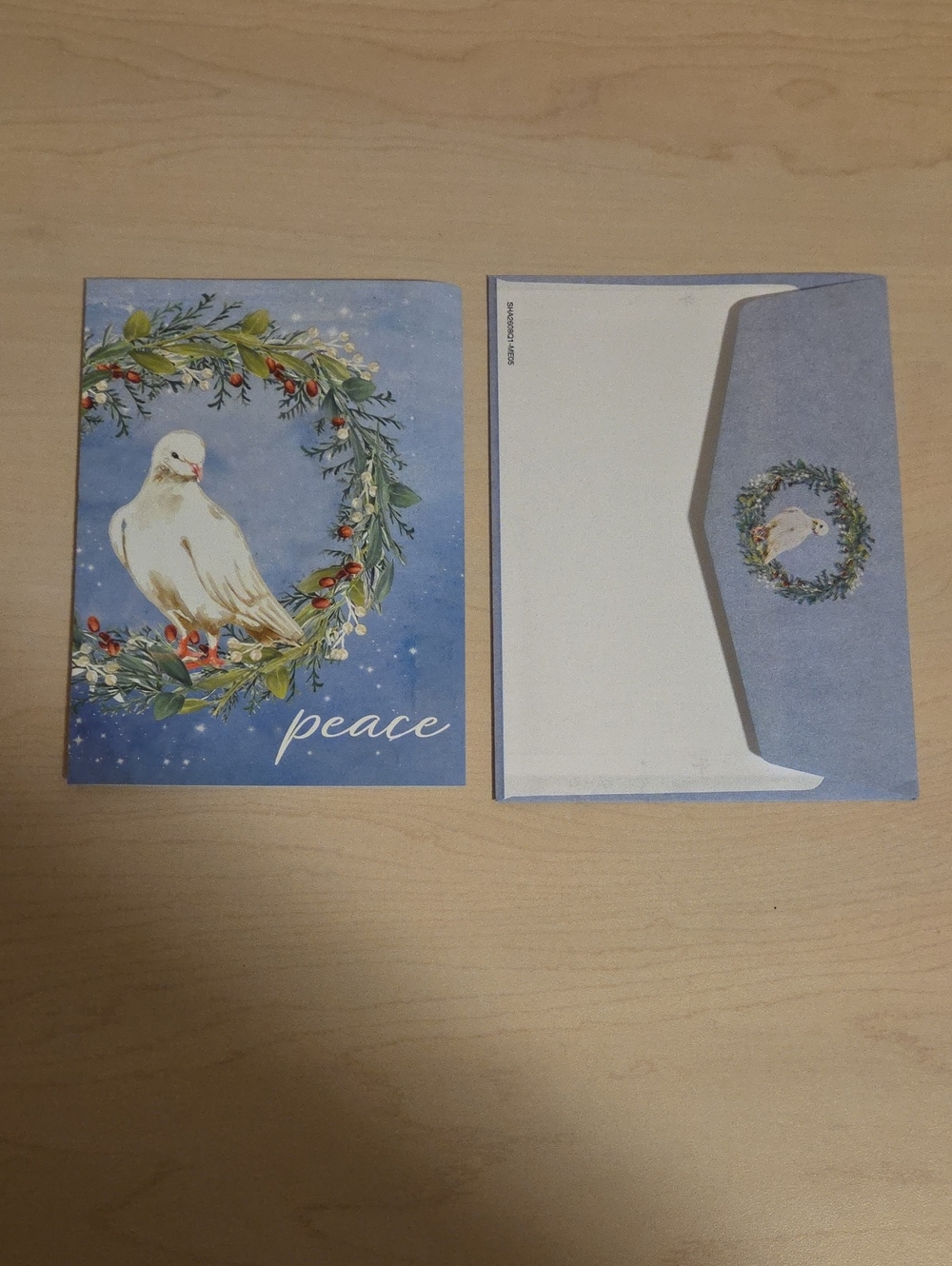 Denise Sullivan TSB & Co. Christmas Card and Envelope - Dove in Wreath